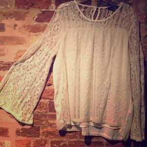 Ivory lacy front loose blouse